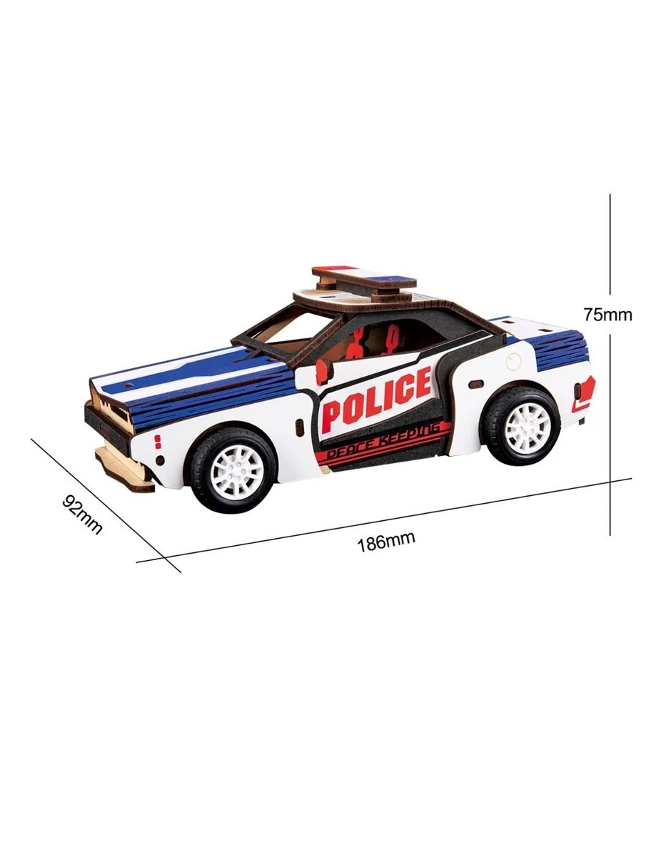 Rompecabezas 3d Carro Policía Multicolor Robotime Madera 
