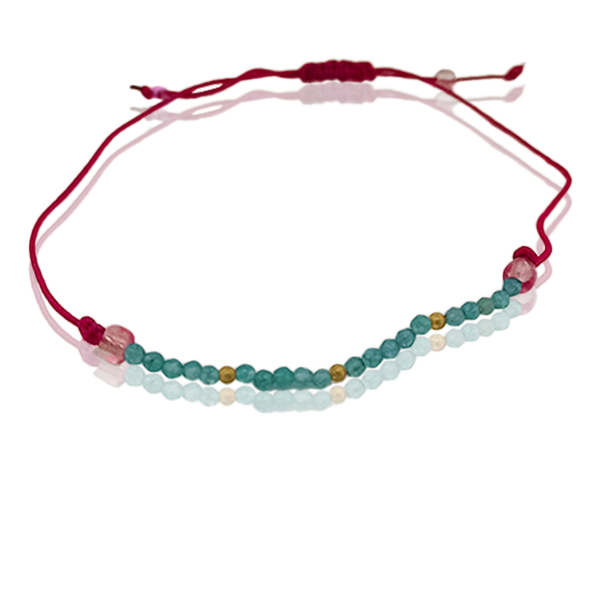 Pulsera Tejido #495 Artesanal Cuarzo Verde, Perla Dorada y Plateada 13 cm Largo Ancho 2.7 cm