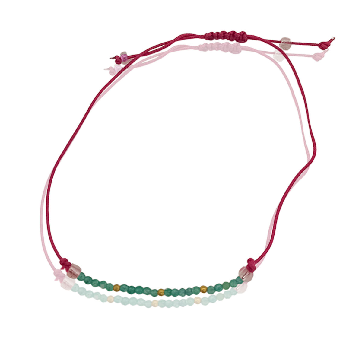 Pulsera Tejido #495 Artesanal Cuarzo Verde, Perla Dorada y Plateada 13 cm Largo Ancho 2.7 cm
