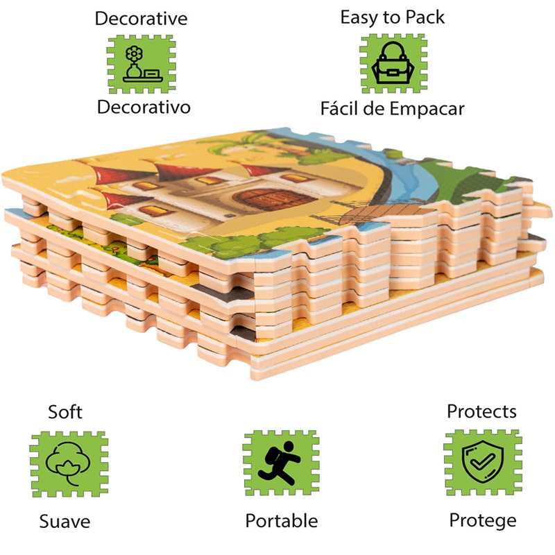 Tapete para Bebé Diseño Safari IDEAL para Tummy Time | Piso Infantil de Juego | Tapetes de Espuma 90x90 cms