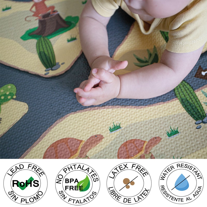 Tapete para Bebé Diseño Safari IDEAL para Tummy Time | Piso Infantil de Juego | Tapetes de Espuma 90x90 cms