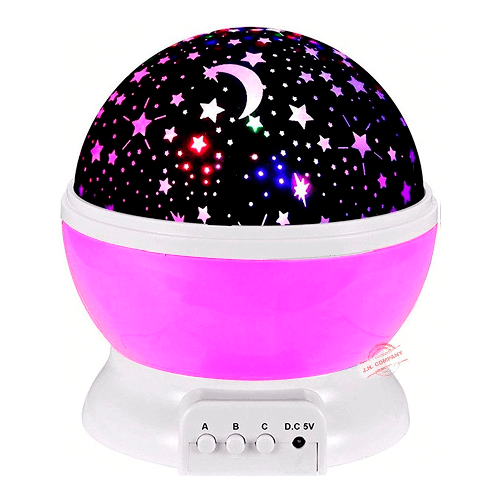 Lampara Noche Mesa Buró Proyector Estrella Niños Usb O Pilas Rosa Morado y Azul