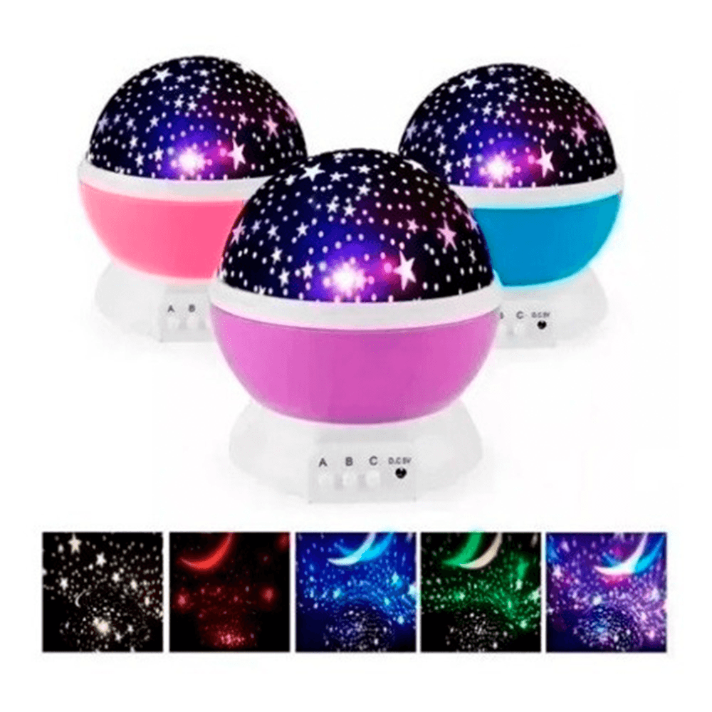 Lampara Noche Mesa Buró Proyector Estrella Niños Usb O Pilas Rosa Morado y Azul
