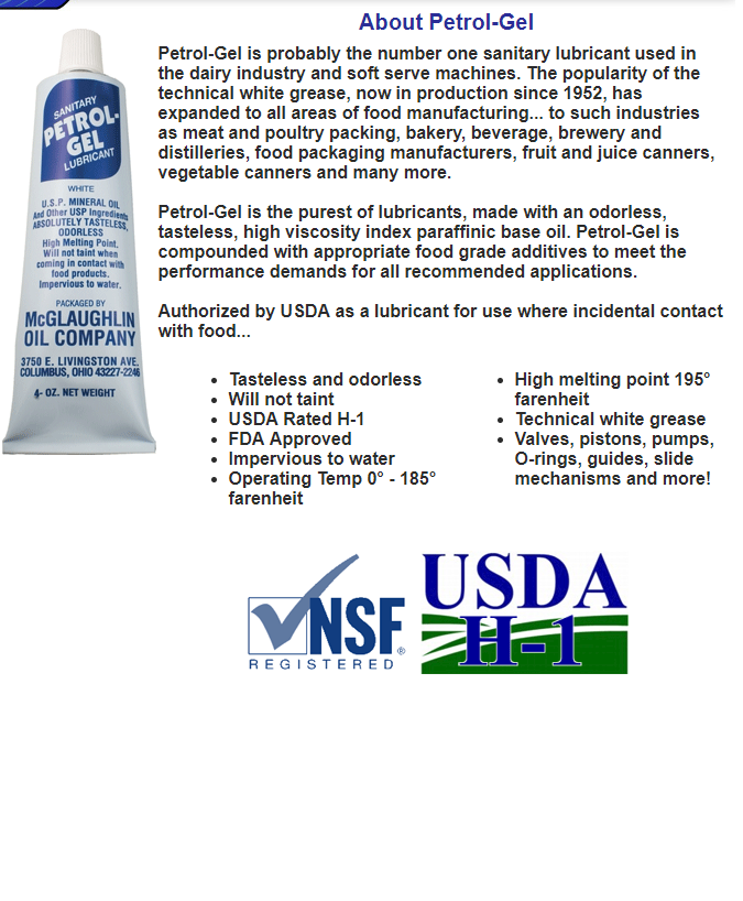 Petrol-gel lubricante grado alimenticio tubo de 113gr