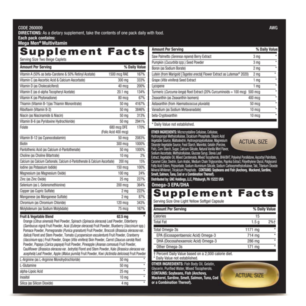 GNC MEGA MEN Health and Vitality Vitapak 30 dias