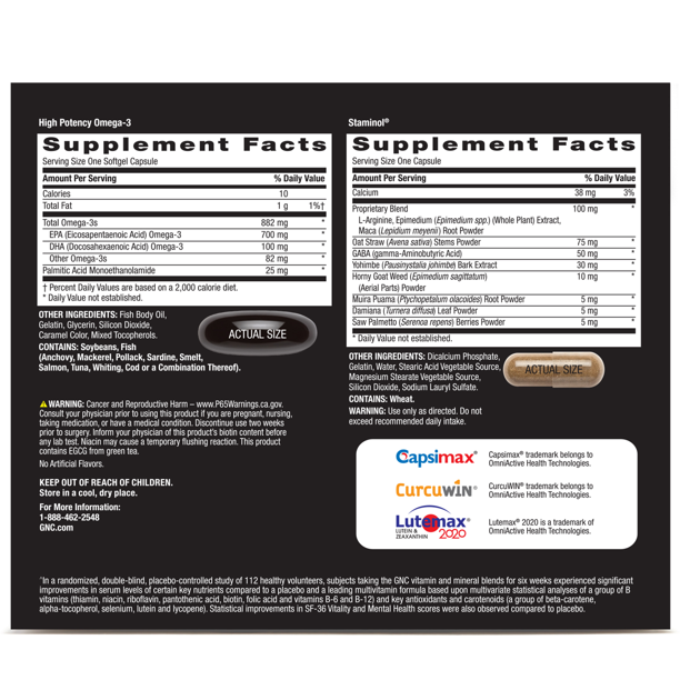 GNC MEGA MEN Health and Vitality Vitapak 30 dias