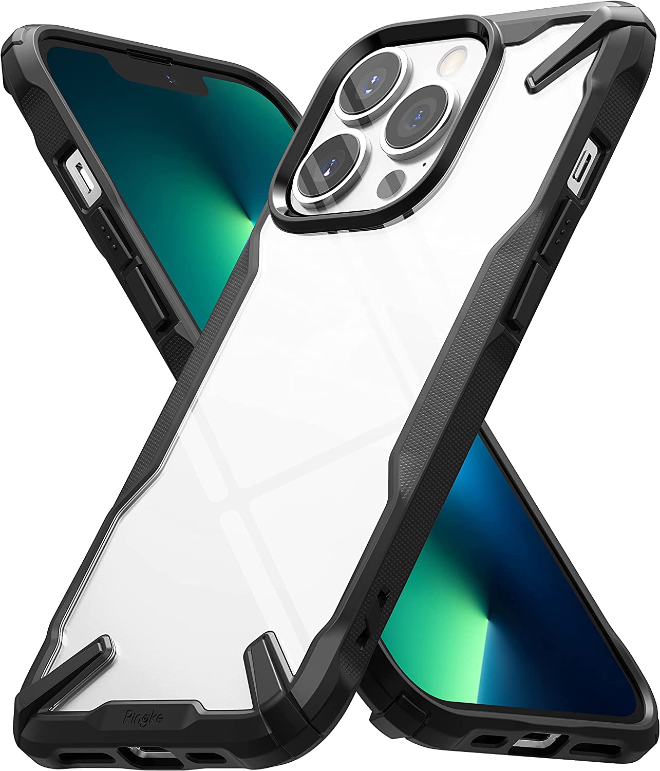 FUNDA CASE RINGKE para IPHONE 13 PRO MAX 6.7" BLACK (TRANSPARENTE Y ORILLAS NEGRAS)