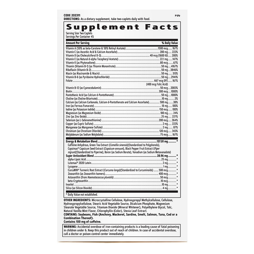 GNC WOMEN Multivitamina Energy and Metabolism 90 capsulas