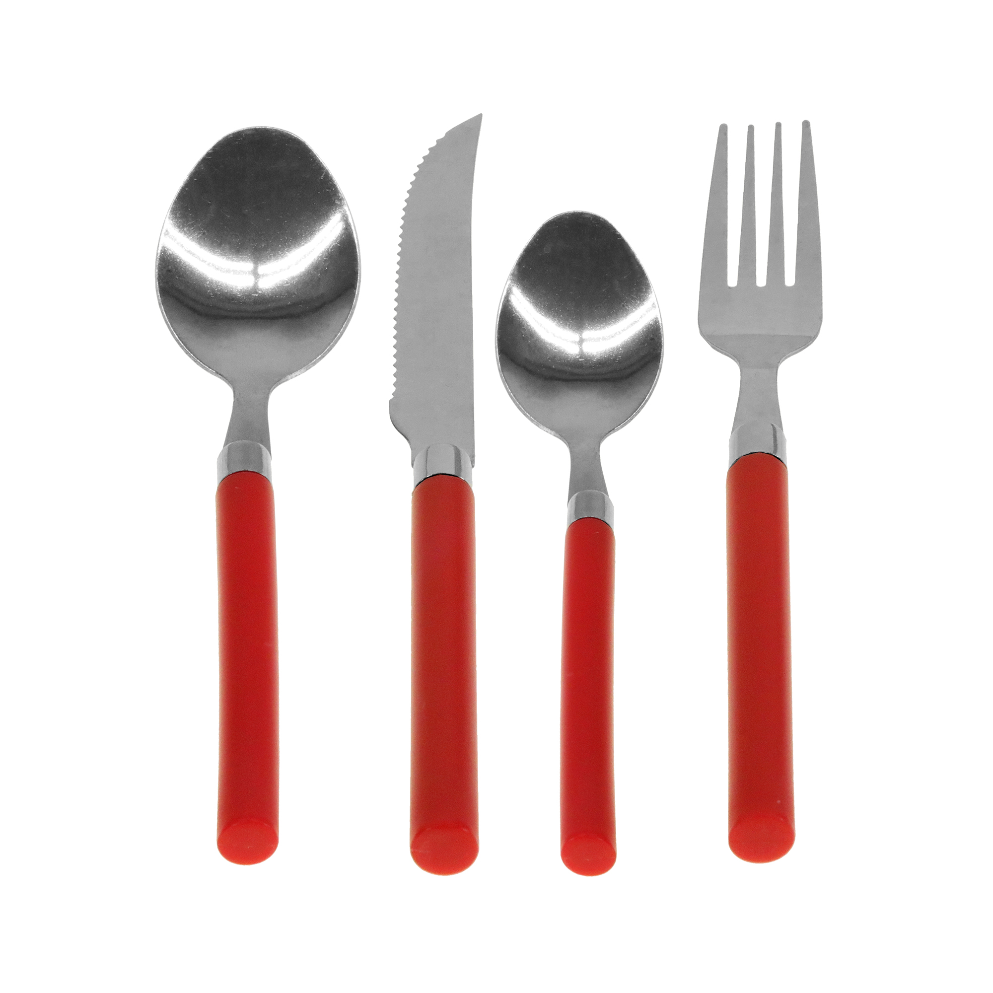 Juego de Cubiertos Ekco de 17 Piezas Color Rojo hechos de Acero inoxidable con Porta Cubiertos