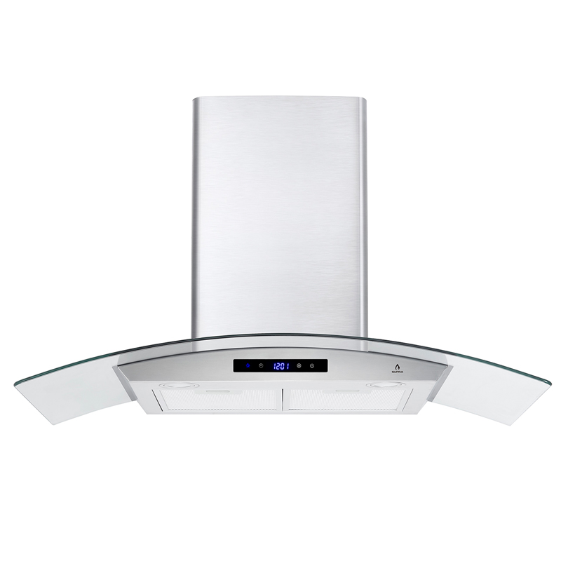 Combo parrilla empotrable a gas de 5 quemadores y campana extractora de pared de 90 cm SUPRA ALGUER ambas en acero inoxidable.