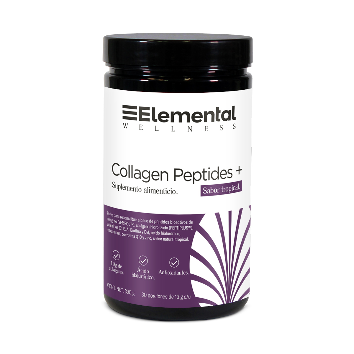 COLLAGEN PEPTIDES + SABOR TROPICAL  | Colágeno 30 porciones de 11g | 330g | Colágeno Verisol | Ácido Hialurónico | Fuente de antioxidantes
