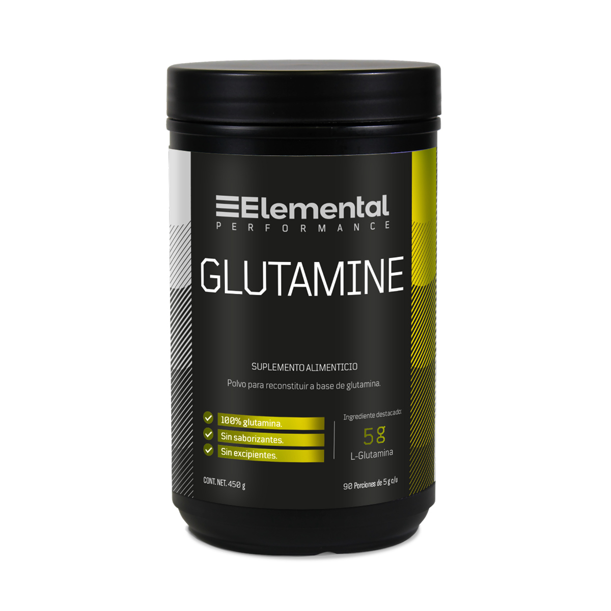 GLUTAMINE | Glutamina 90 porciones de 5g | 450g | 100% glutamina | Sin saborizantes | Sin excipientes