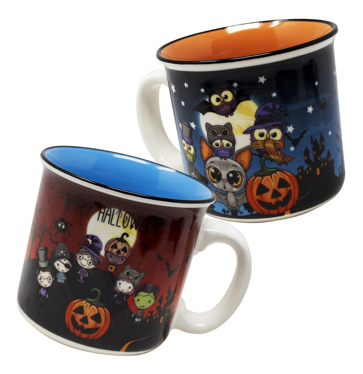 Taza Tarro Grande 500 ml Halloween Dia De Muertos Porcelana 2 Piezas 