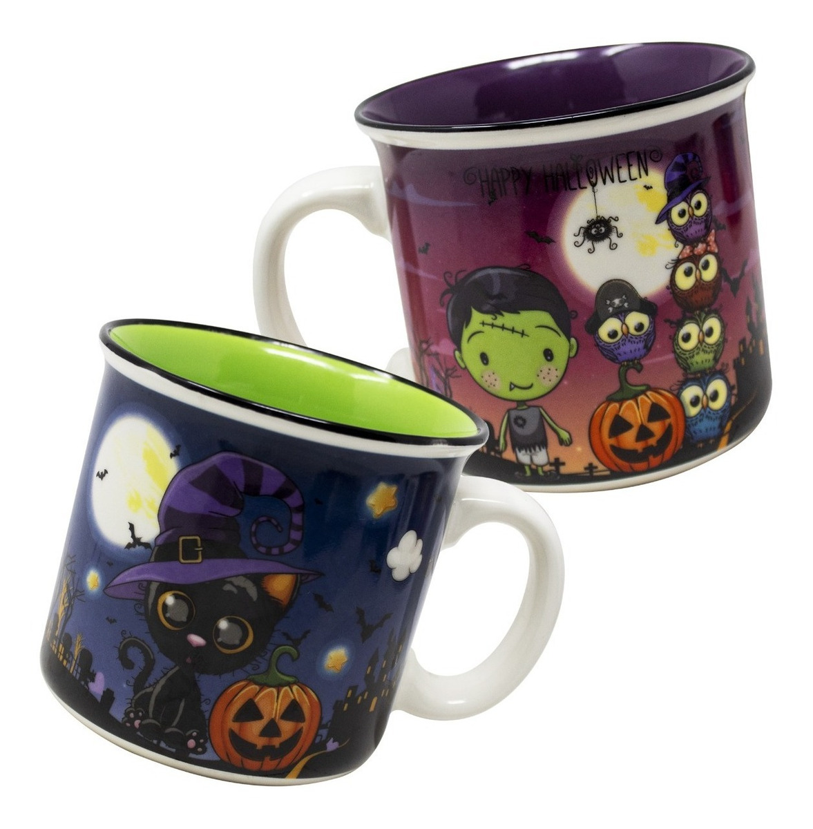Taza Tarro Grande 500 ml Halloween Dia De Muertos Porcelana 2 Piezas 