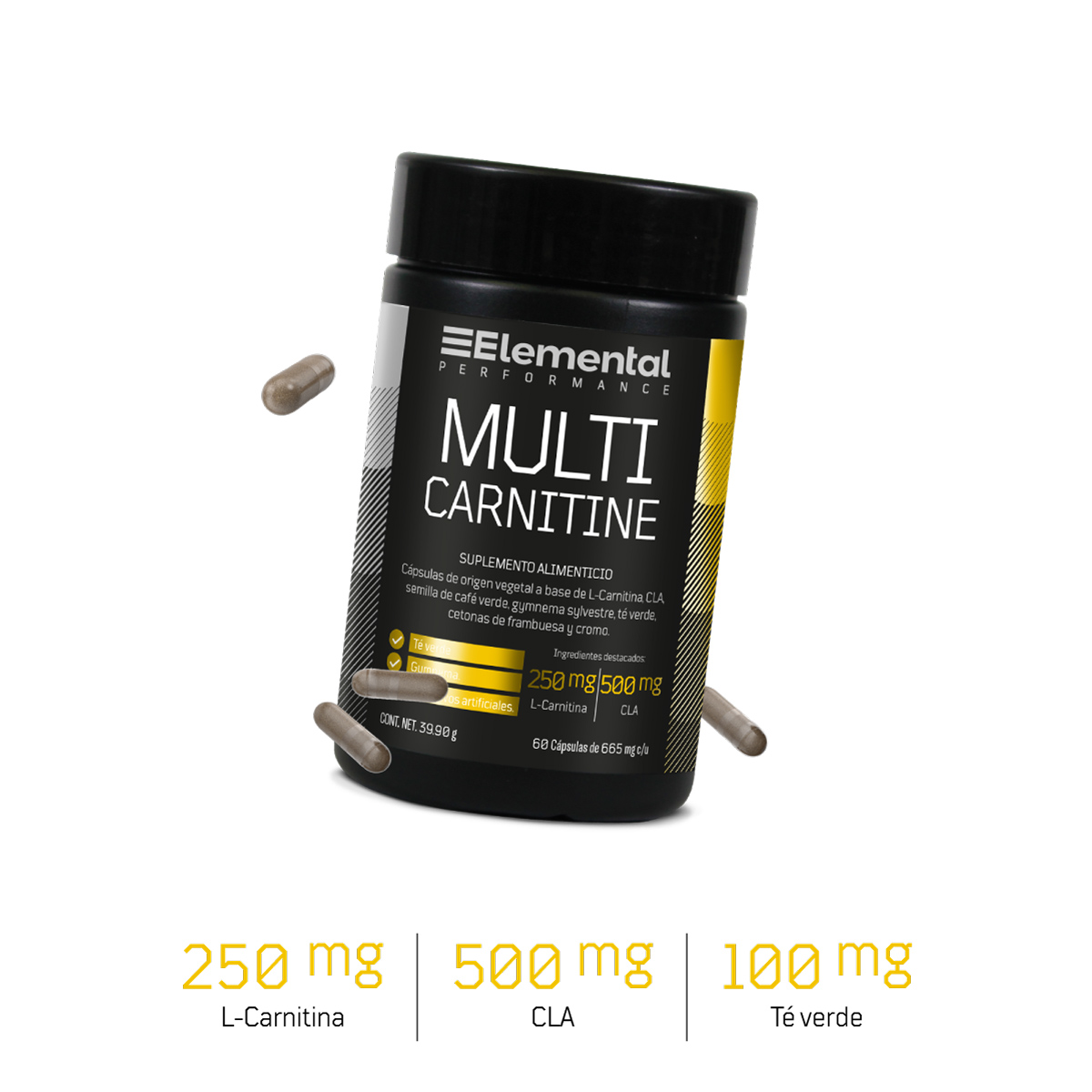 MULTI CARNITINE | Carnitina 60 cápsulas de 665mg c/u | 39.9g | CLA y Carnitina | Gymnema | Sin aditivos artificiales |