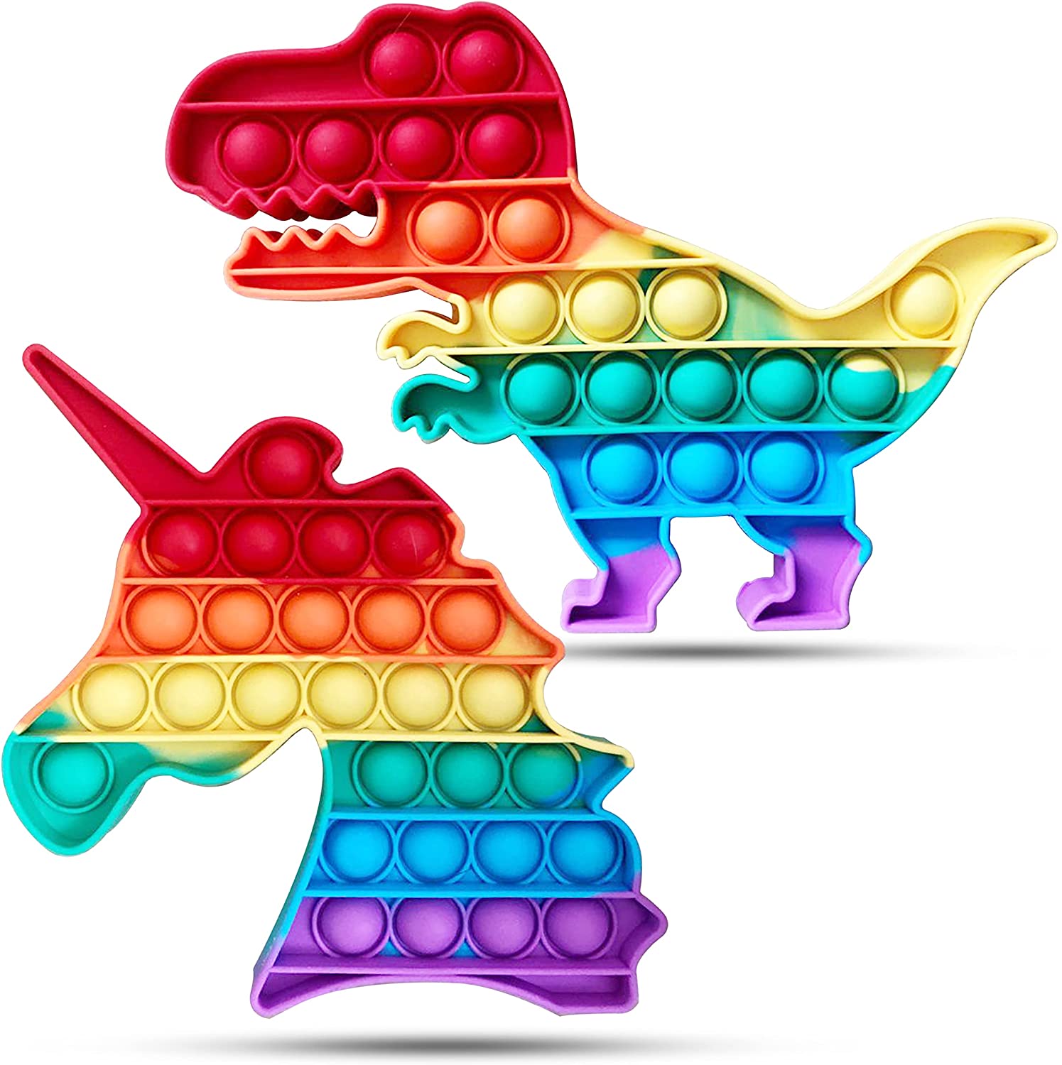2 piezas de Fidget Toy Pop It  Antiestrés Burbujas Figuras Unicarnio - Rex