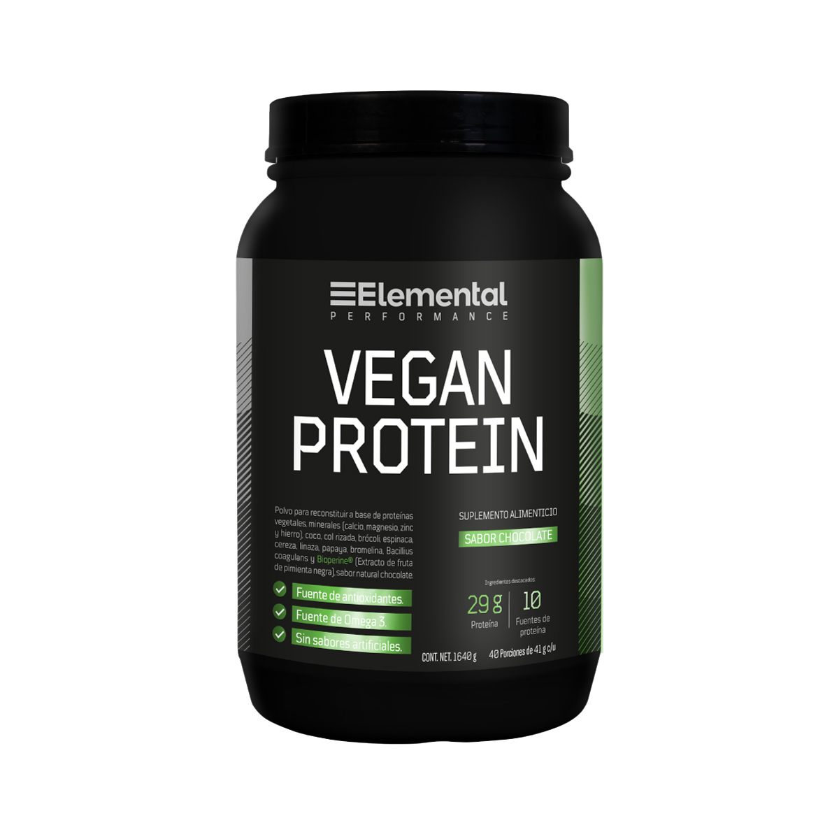 VEGAN PROTEIN | Proteína Vegana 40 porciones de 41g c/u | 1640g | 10 Fuentes Veganas de Proteína y Probióticos | Sin sabores artificiales|