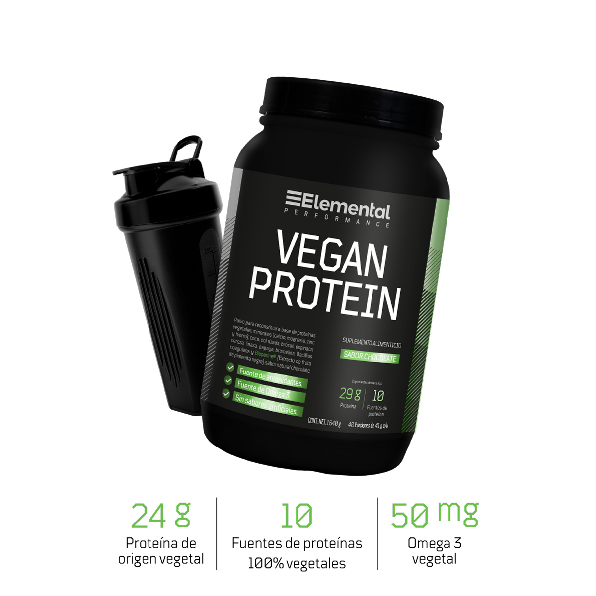 VEGAN PROTEIN | Proteína Vegana 40 porciones de 41g c/u | 1640g | 10 Fuentes Veganas de Proteína y Probióticos | Sin sabores artificiales|