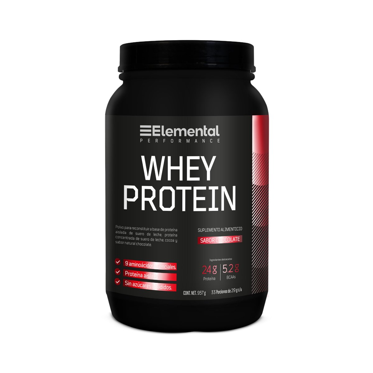WHEY PROTEIN | Proteína Aislada 33 porciones de 29 g | 957g | 9 aminoácidos esenciales | Proteína en Polvo | Sin azúcares añadidos