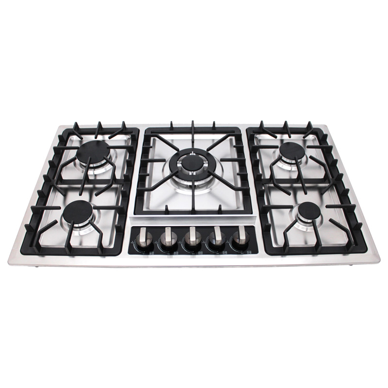 Combo parrilla a gas de 5 quemadores y campana de pared SUPRA ACIREALE campana extractora y parrilla empotrable ambas de acero inoxidable