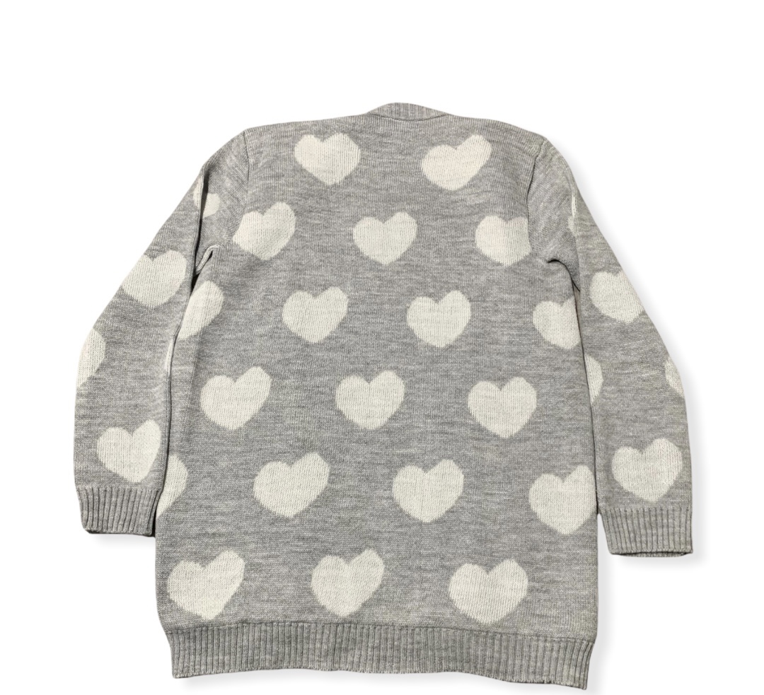 CARDIGAN ENSAMBLE CORTO TIPO SUETER PARA MUJER DISEÑO CORAZONES ABORREGADO POR DENTRO 
