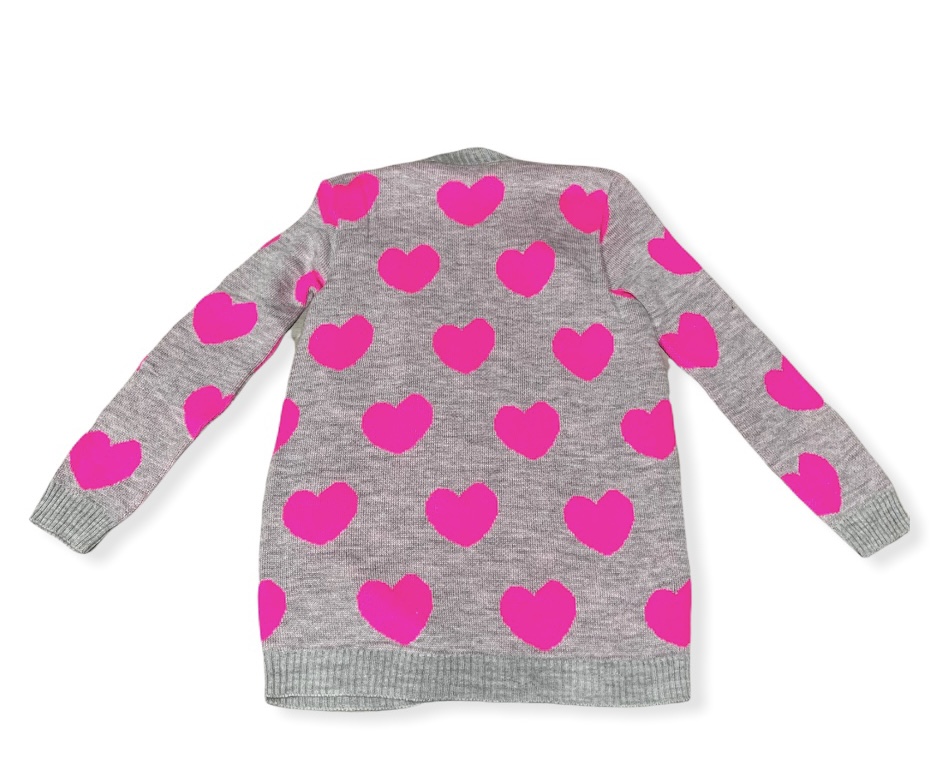 CARDIGAN ENSAMBLE CORTO TIPO SUETER PARA MUJER DISEÑO CORAZONES ABORREGADO POR DENTRO 