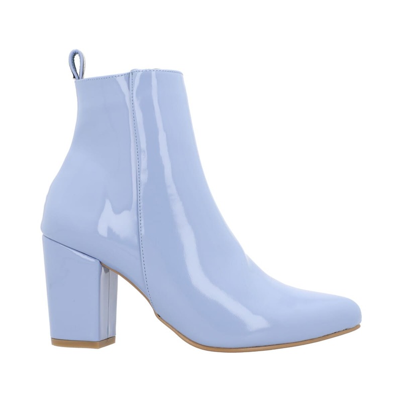 Botín Puntal De Tacón Para Mujer Color Charol Celeste
