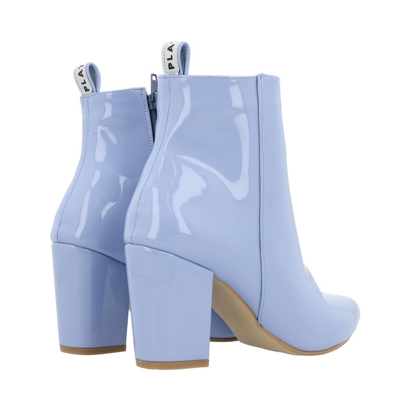Botín Puntal De Tacón Para Mujer Color Charol Celeste