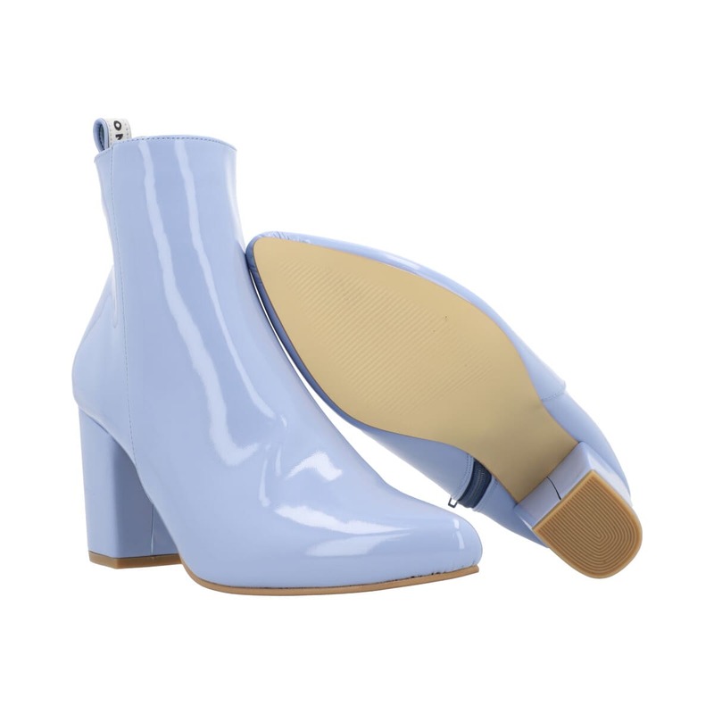 Botín Puntal De Tacón Para Mujer Color Charol Celeste
