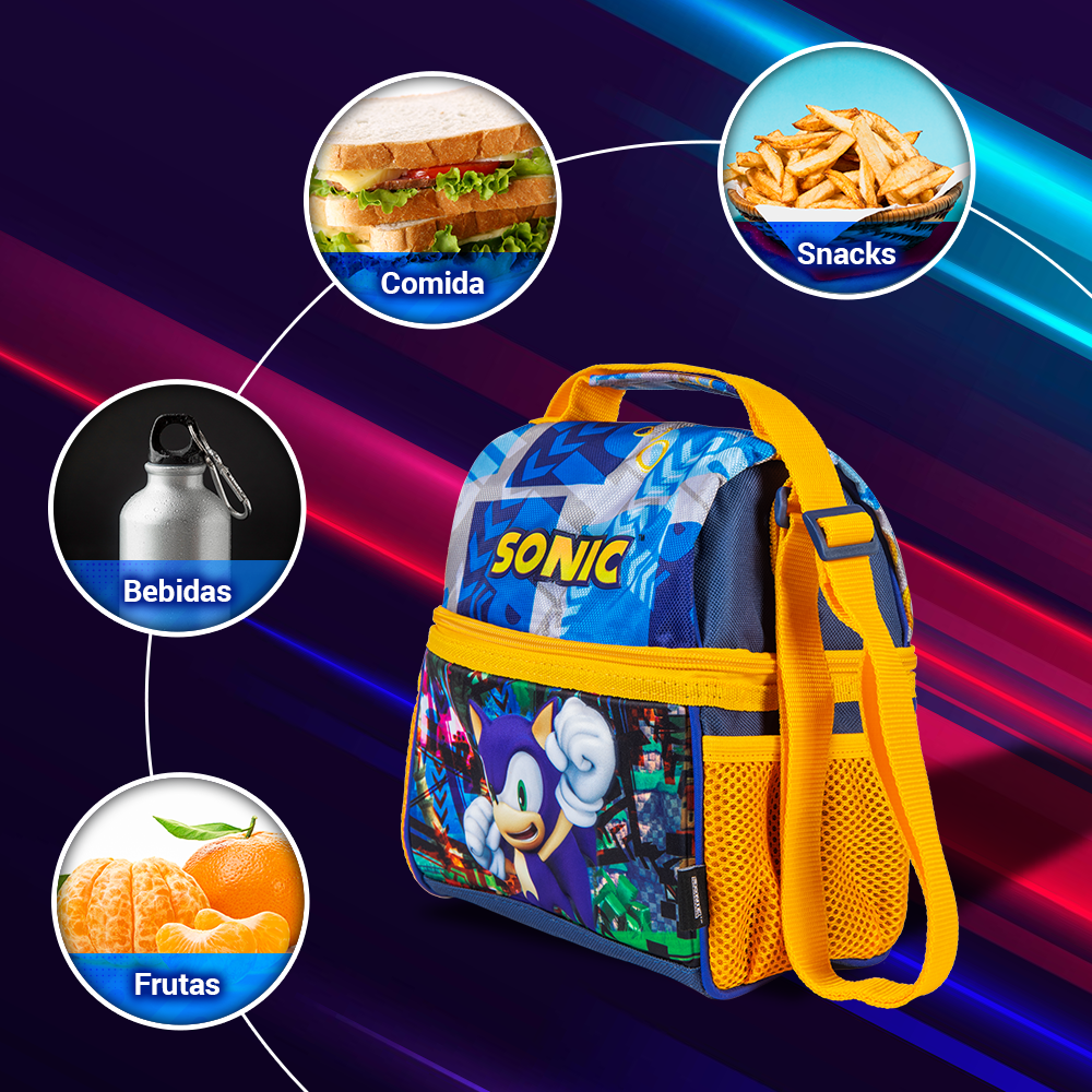 Lonchera Infantil Sonic By Ginga, Rings Power Forro Térmico