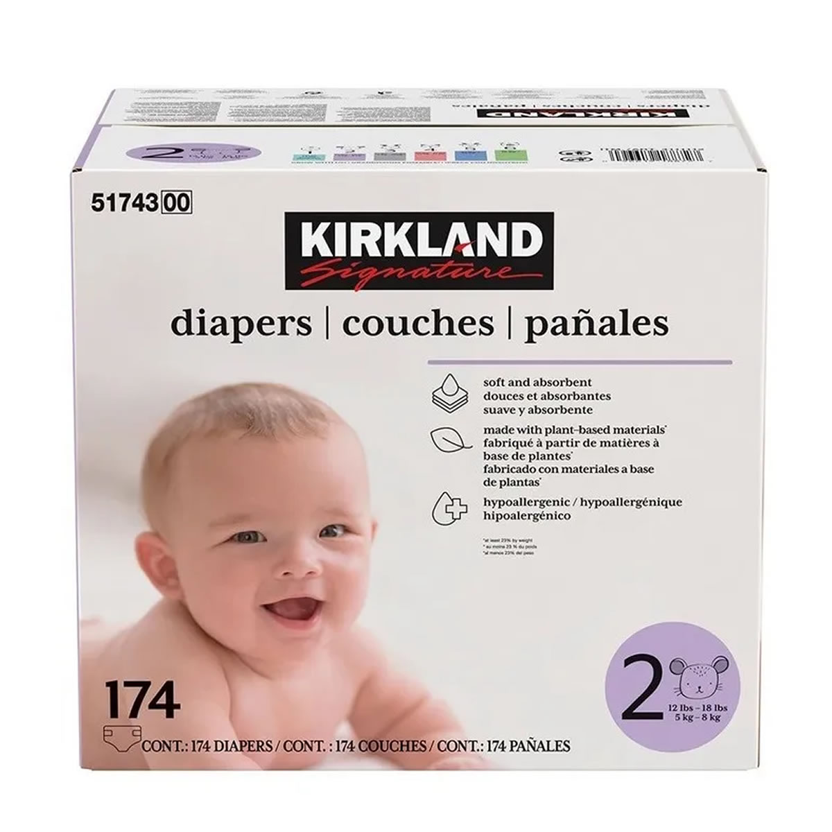 Pañales Unisex Etapa 2 174 Pz Kirkland Signature 4111112 CST