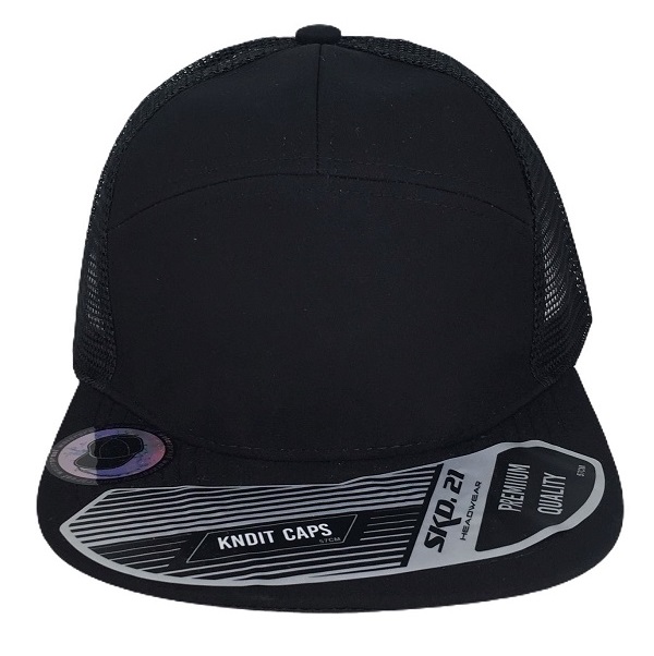 Gorra Plana Negra Lisa Poliester Bordar 7 Gajos