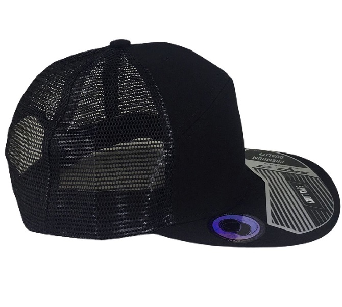 Gorra Plana Negra Lisa Poliester Bordar 7 Gajos