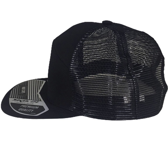 Gorra Plana Negra Lisa Poliester Bordar 7 Gajos