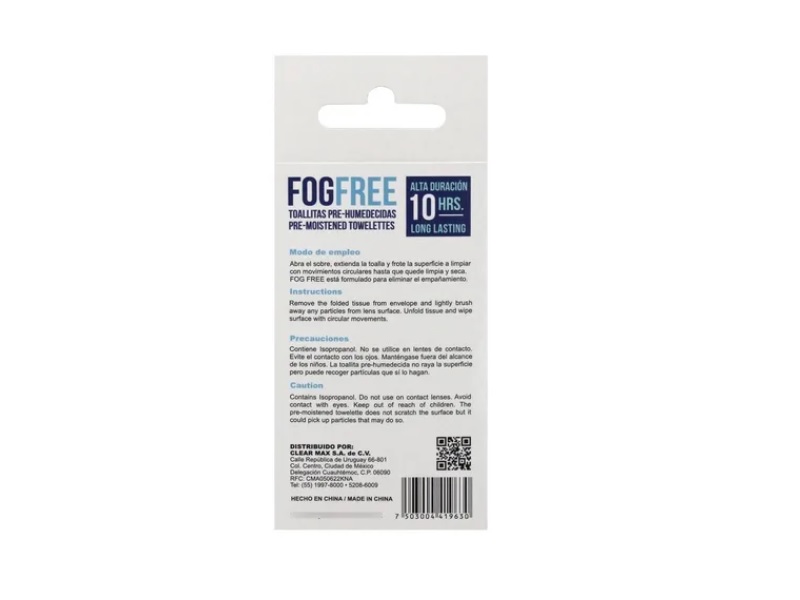 Toallitas Antiempañantes Para Lentes, Fogfree Opticlear