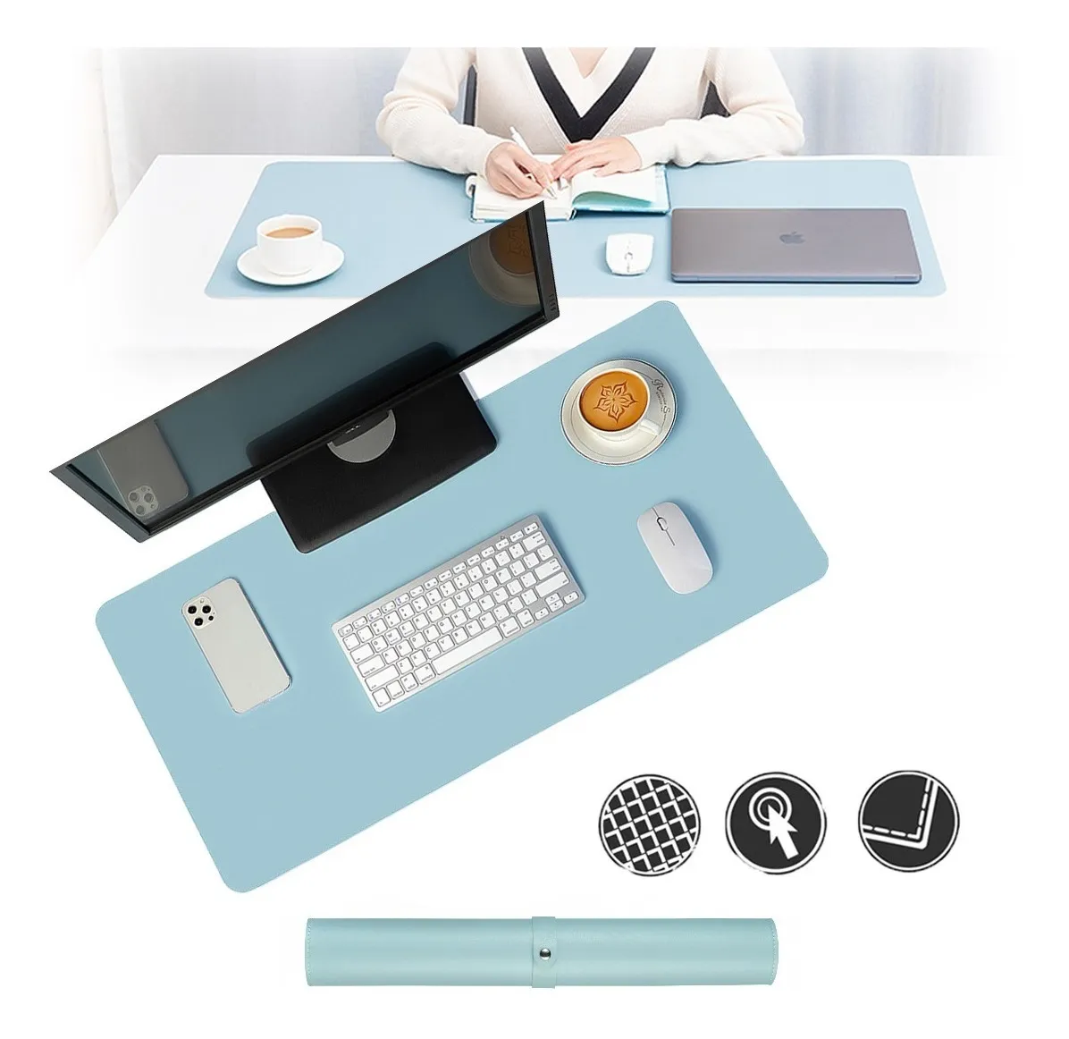 Alfombrilla Para Mouse Pad Extra Grande 80x40 Cm Azul