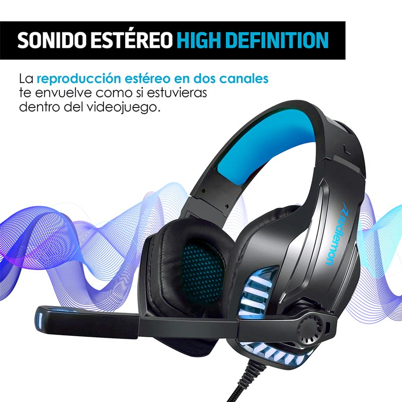 Audífonos Gamer con Micrófono Luz LED Aux 3.5mm G6000 Redlemon