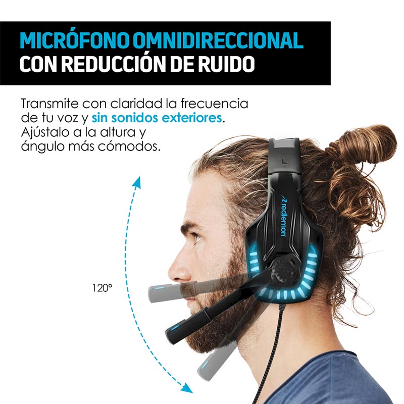 Audífonos Gamer con Micrófono Luz LED Aux 3.5mm G6000 Redlemon