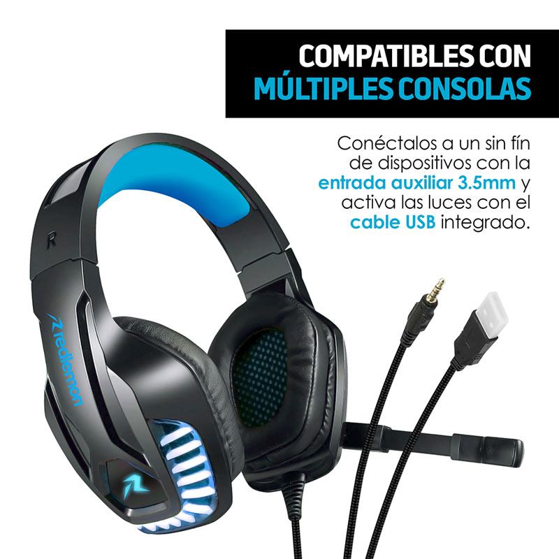 Audífonos Gamer con Micrófono Luz LED Aux 3.5mm G6000 Redlemon