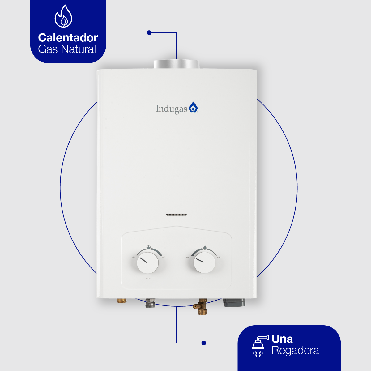 Calentador de Agua Indugas Instantaneo 6 Litros por Min GAS Natural 1 Servicio