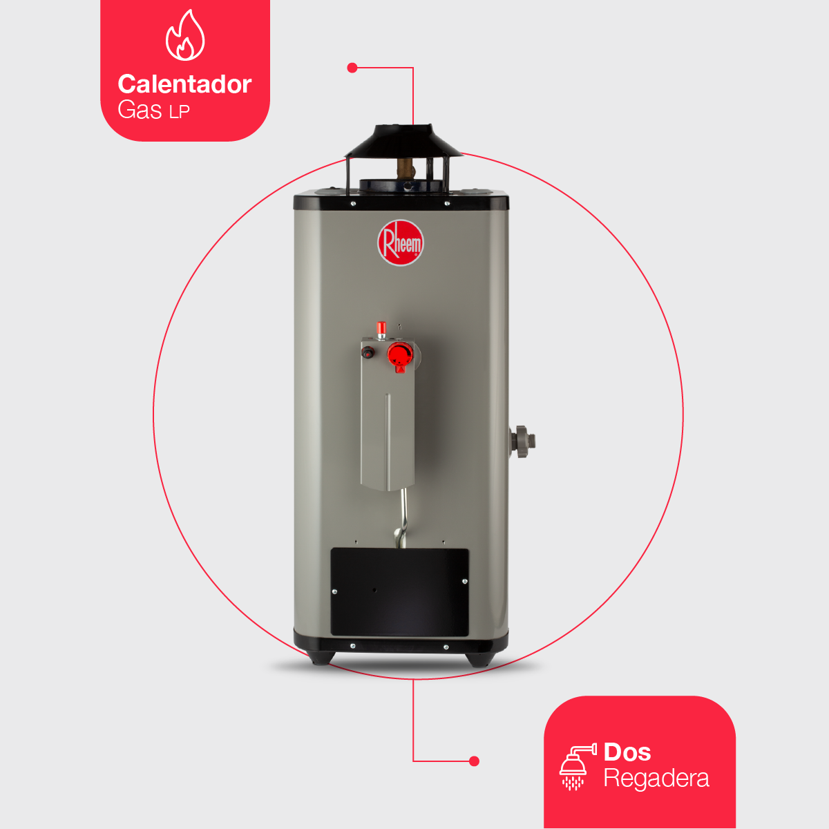 Calentador de Agua de Paso Rapida Recuperacion 10 Litros por Min Gas LP 2 Servicios