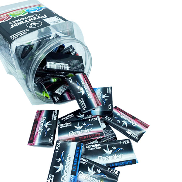 Vitrolero Con 36 Piezas De Condones Premier 3 Presentaciones