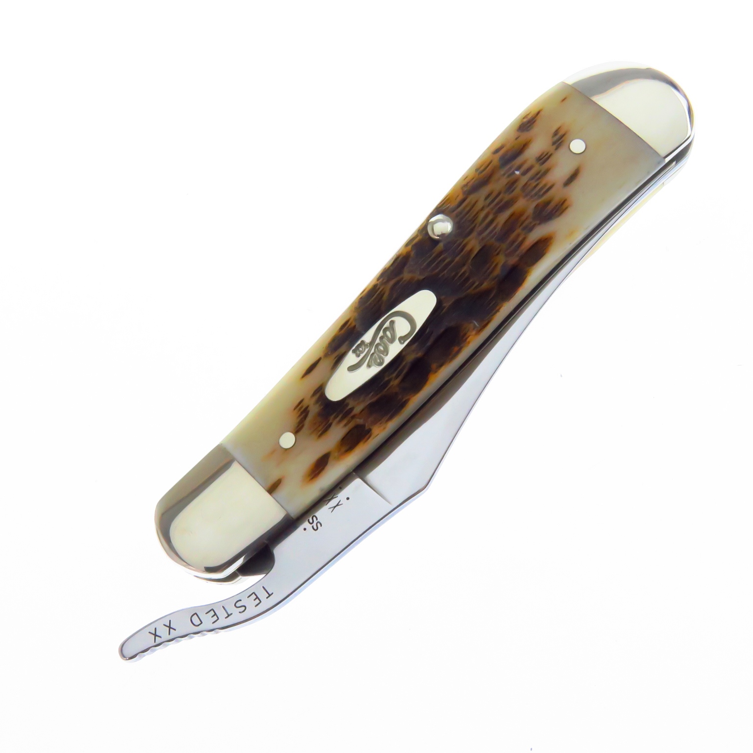 Ca260 Case Russlock Navaja Amber Hueso Resacado Con Seguro.