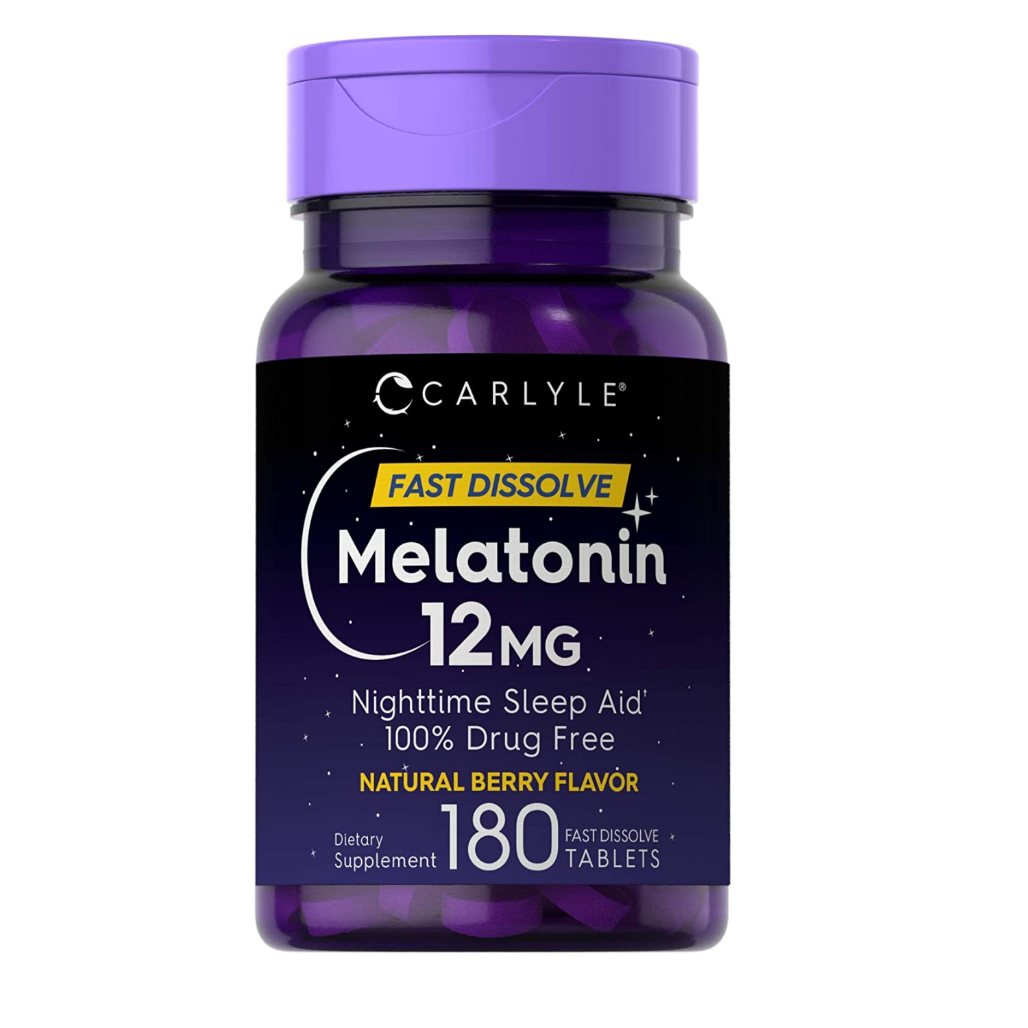 Carlyle Fast Dissolve Melatonin 12MG 180Ct Natural Berry