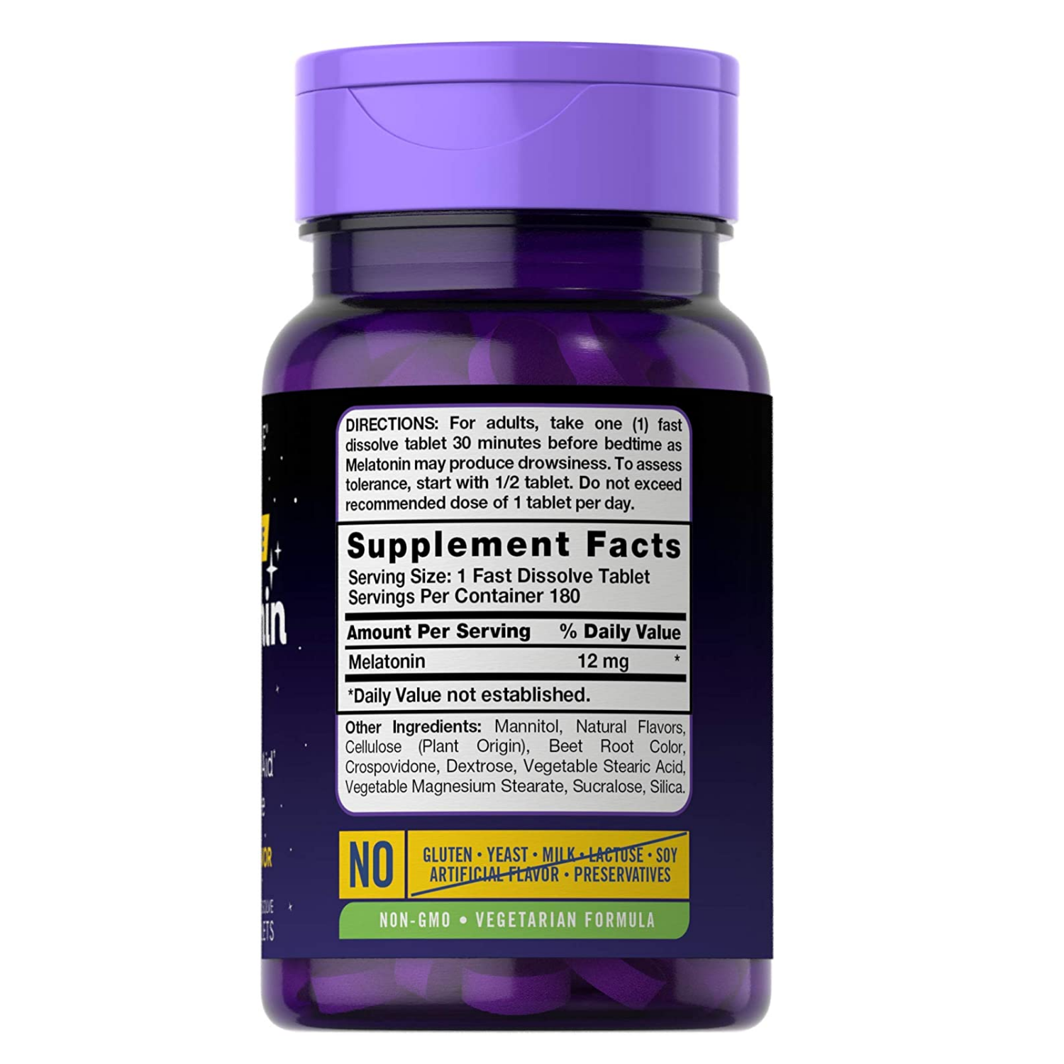 Carlyle Fast Dissolve Melatonin 12MG 180Ct Natural Berry