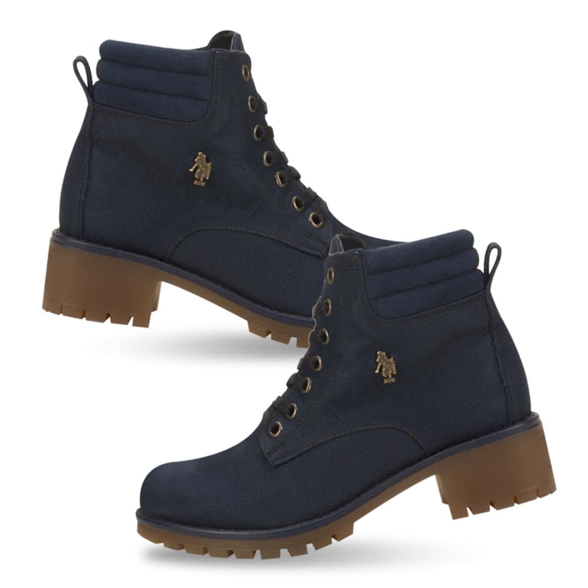 Botas tipo Hiker para mujer, marca HPC Polo, color azul marino, con ajuste de agujetas, mod. 1010859