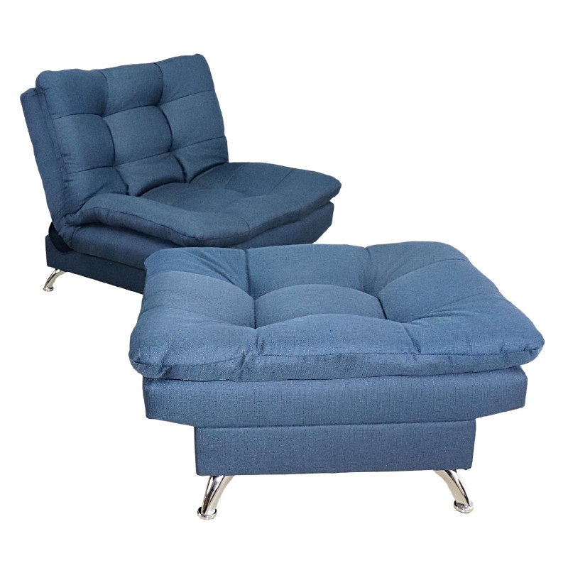 Sillón sofá cama 100% espuma en lino azul medida 1,50m - Muebles Kawana  Costa Rica