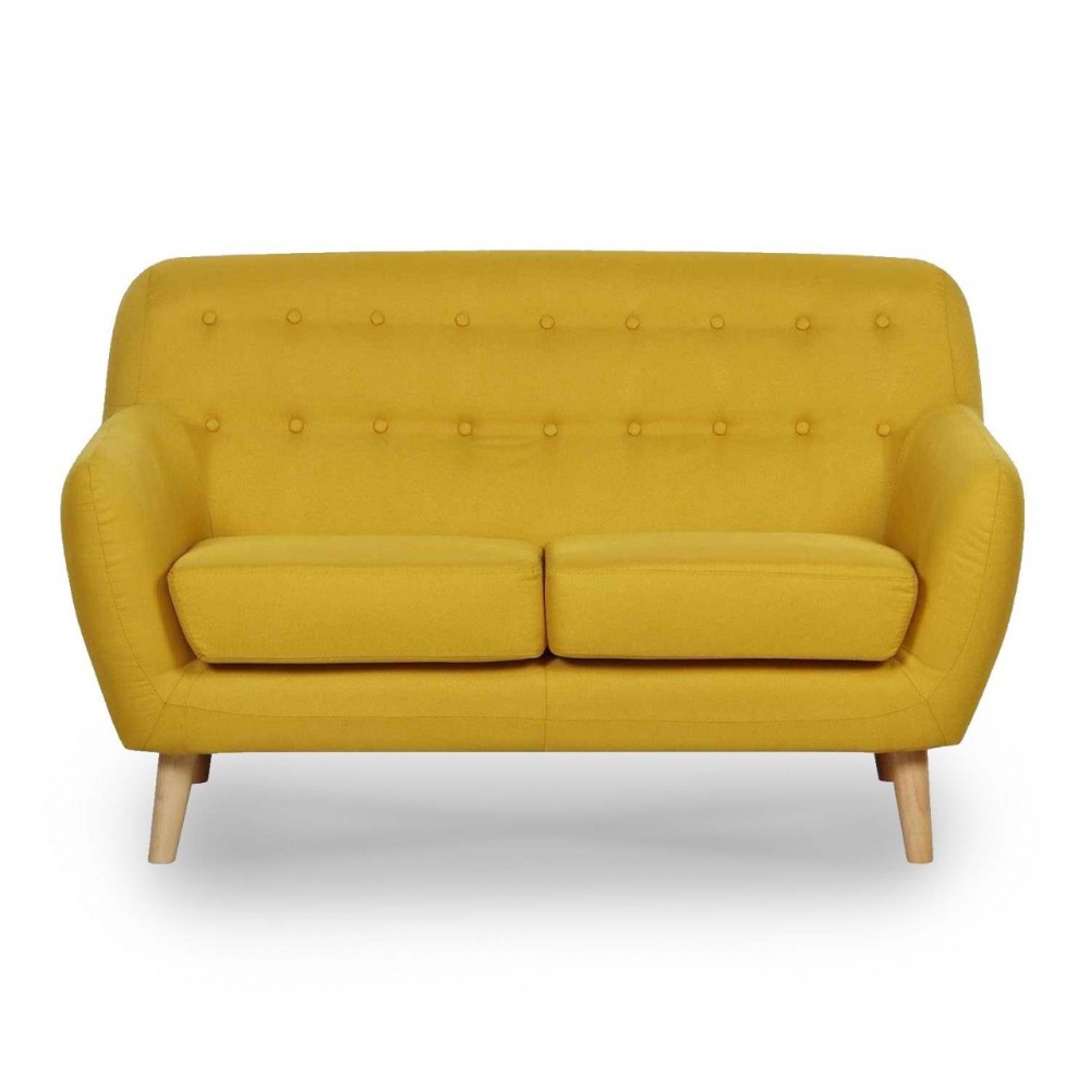 Arthur - Loveseat estilo moderno en tela color amarillo