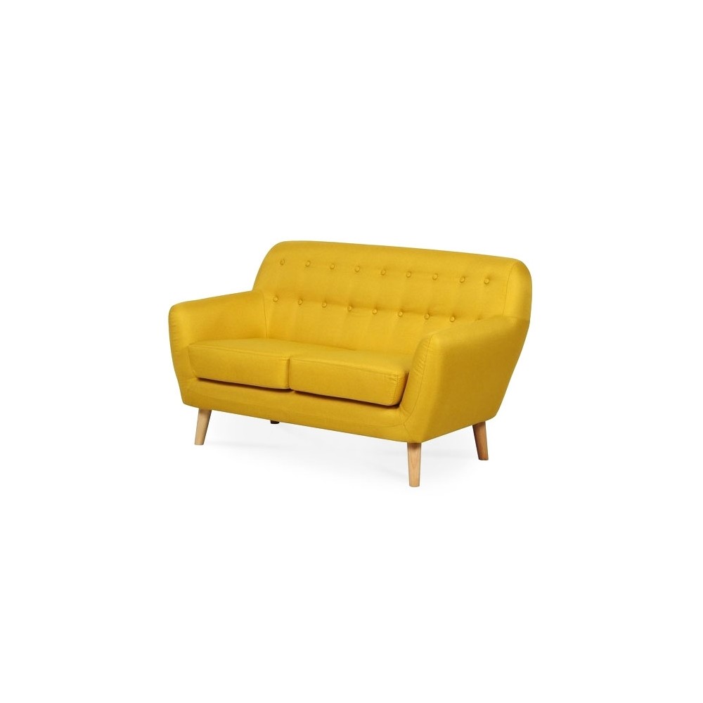 Arthur - Loveseat estilo moderno en tela color amarillo