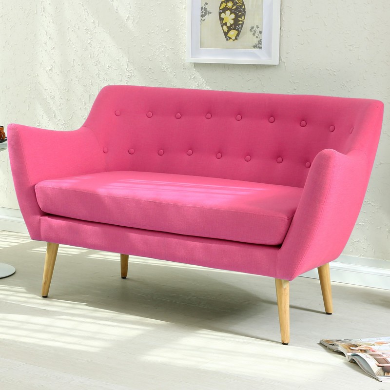 Invite - Loveseat estilo escandinavo en tela color fiushia